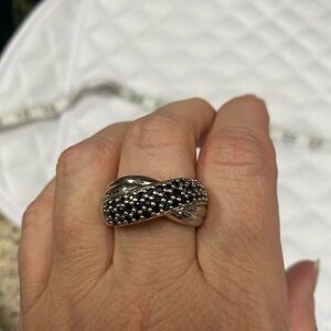 Cna blue sapphire and Sterling bypass ring